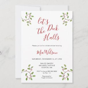 Invitation Deck the Halls Christmas Bridal douche