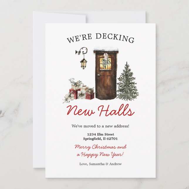 Invitation Decking New Halls Christmas New Home Announcement (Devant)