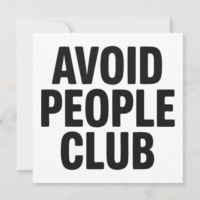 Invitation Déclaration d'humour de club d'introvertis évitant (Devant)