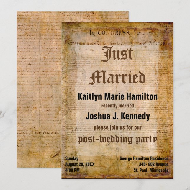 Invitation Déclaration d'indépendance des États-Unis Parchemi (Devant / Derrière)