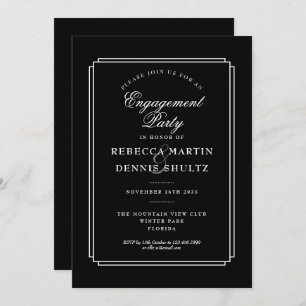 Invitation Déco classique Black and White Engagement Party
