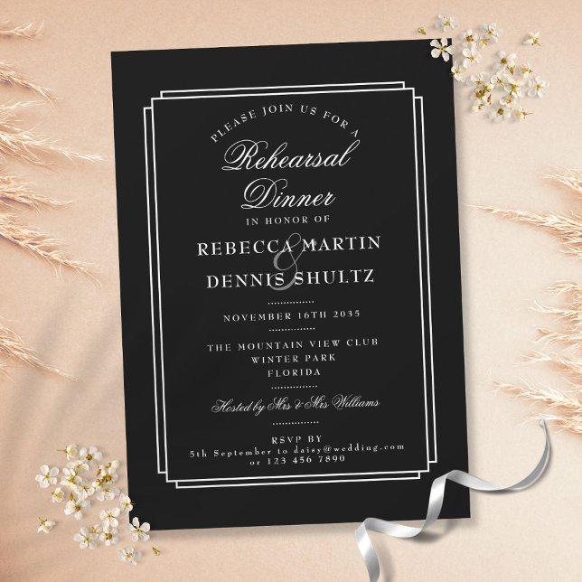 Invitation Déco classique | Noir et blanc | Dîner de répétiti (Créateur téléchargé)