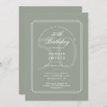 Invitation Déco classique| Sage and White 50th Birthday<br><div class="desc">D'élégantes lignes géométriques encadrent vos informations personnalisées de 50e anniversaire dans la typographie classique sur cette invitation chic à l'anniversaire. Vous pouvez customiser le arrière - plan à l'avant et à l'arrière pour correspondre à votre couleur préférée. Conçu par Thisnotme©</div>