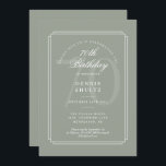 Invitation Déco classique| Sage and White 70th Birthday<br><div class="desc">D'élégantes lignes géométriques encadrent vos 70e anniversaire personnalisés dans la typographie classique sur cette invitation chic à l'anniversaire. Vous pouvez customiser le arrière - plan à l'avant et à l'arrière pour correspondre à votre couleur préférée. Conçu par Thisnotme©</div>