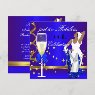 Invitation Deco Lady Bleu Royal Or Trop Fabuleux Anniversaire