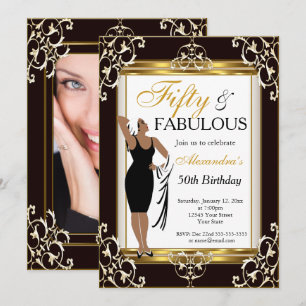 Invitation Deco Lady Gold Black 50e Anniversaire Fabulous pho