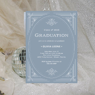 Invitation Déco moderne Dusty Blue and White Graduation
