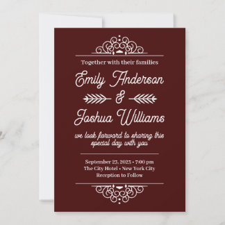 Invitation Deco Moderne | Élégant Mariage Marron et Blanc