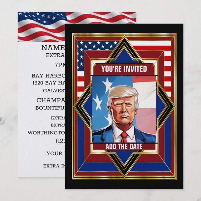 Invitation Déco patriotique américain (Devant / Derrière)