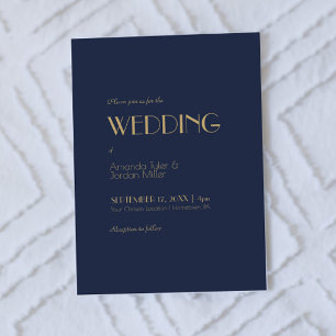 Invitation Déco type or Dark Navy Mariage