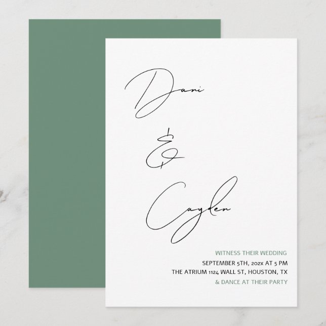 Invitation Décontracté Chic Mariage de style d'écriture manus (Devant / Derrière)