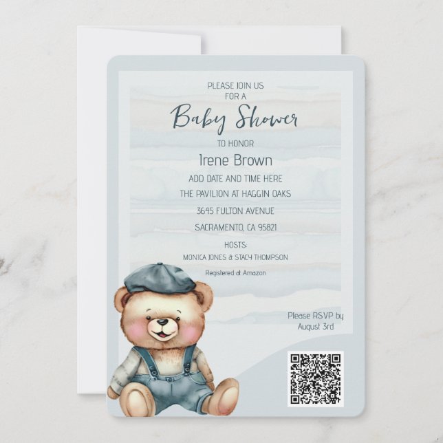 Invitation décontracté Cosy Bear Baby shower (Devant)
