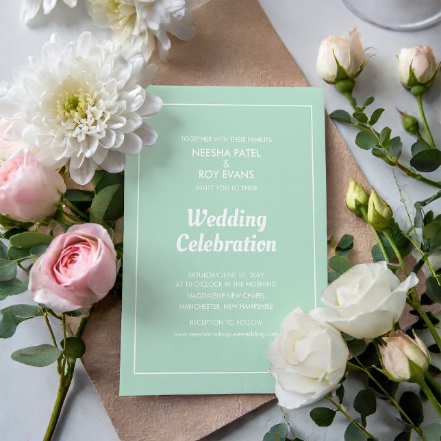 Invitation Décontracté Elegant Mariage photo vert (Créateur téléchargé)