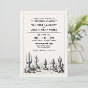 Invitation Décontracté Mariage Cactus
