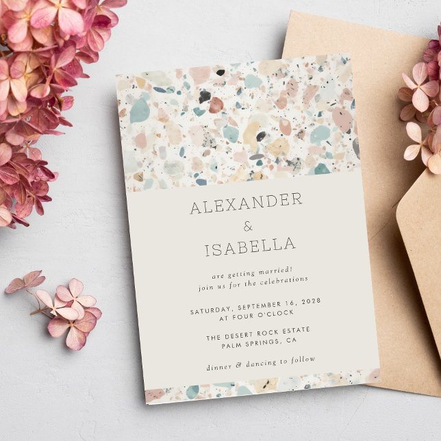 Invitation Décontracté moderne Terrazzo Pastel Colors Mariage (Créateur téléchargé)