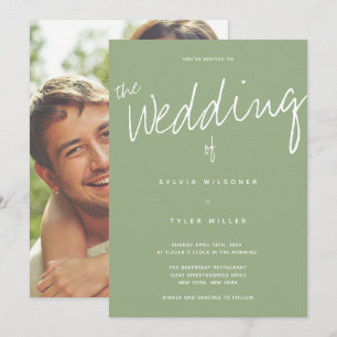 Invitation Décontracté Moderne Typographie de Sage Mariage ph