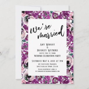 Invitation Décontracté Nous sommes mariés Fleurs aquarelles r