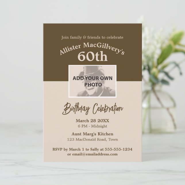 Invitation décontractée de 60e anniversaire avec p (Debout devant)