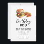 Invitation Décontractée du barbecue du 60e anniver<br><div class="desc">Invitations pour barbecue anniversaire. Facile à personnaliser. Tout le texte est ajustable et facile à changer pour vos besoins de partie. Un hamburger Watercolor simple et des graphismes hotdog. Invitations pour lui. Barre ou jardin barbecue design anniversaire. N'importe quel âge,  il suffit de changer le texte.</div>