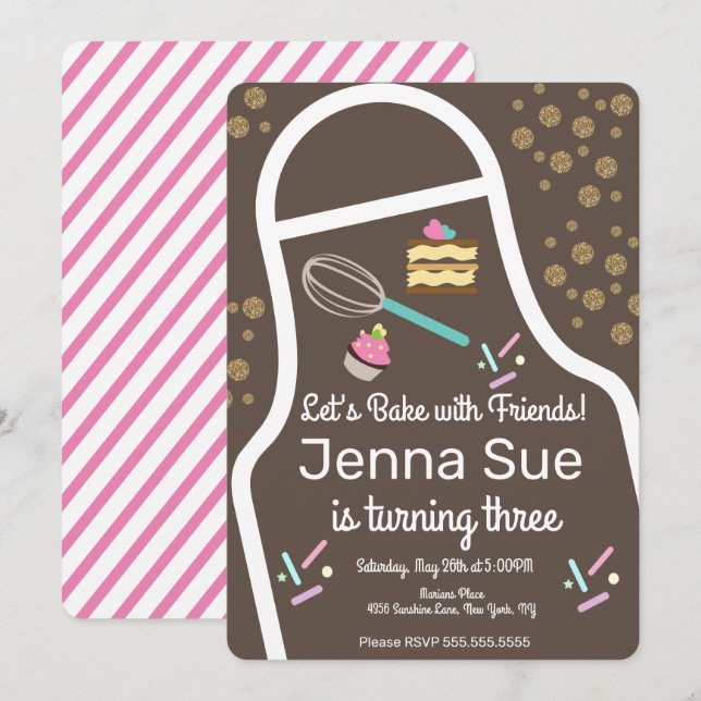 Invitation Décor de Cupcake à épingles (Devant / Derrière)