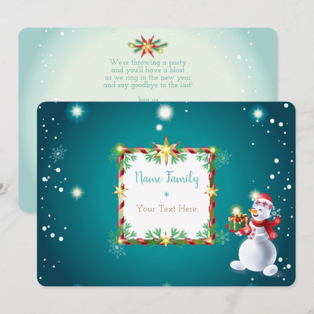 Invitation Décor de Noël Histoire de fée d'hiver Snowman (Devant / Derrière)