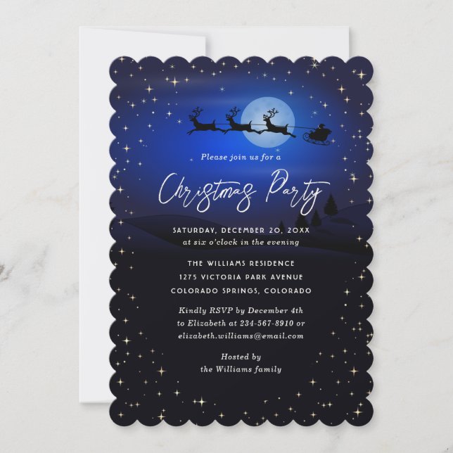 Invitation Décor d'hiver bleu Noël (Devant)