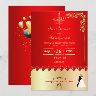 Invitation Décor doré rouge