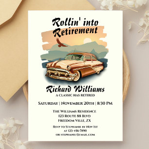 Invitation Décor du désert de voiture classique retro retrait