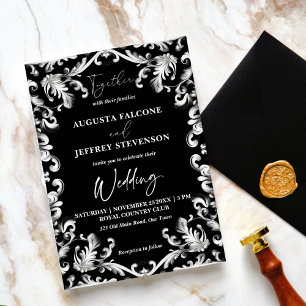 Invitation Décor noir et blanc élégant tout en un mariage