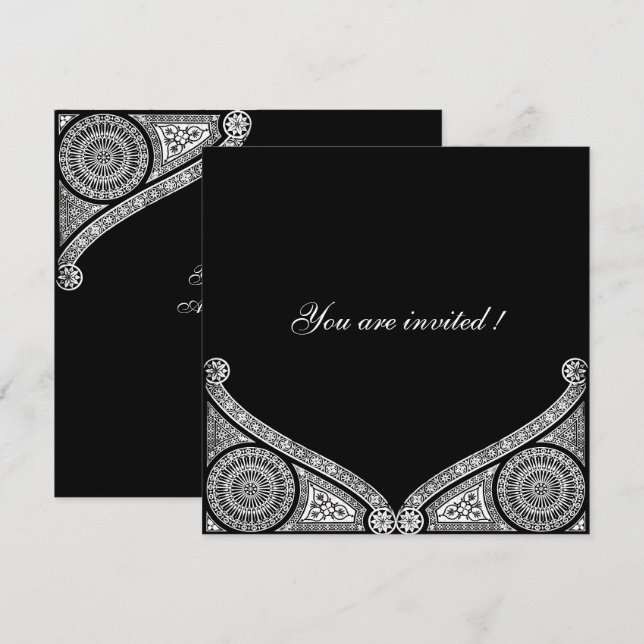 Invitation DÉCOR RENAISSANCE Noir Blanc (Devant / Derrière)