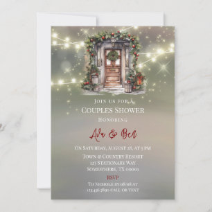 Invitation Décor Rouge vert Porte Couples Lumineuses Douche C