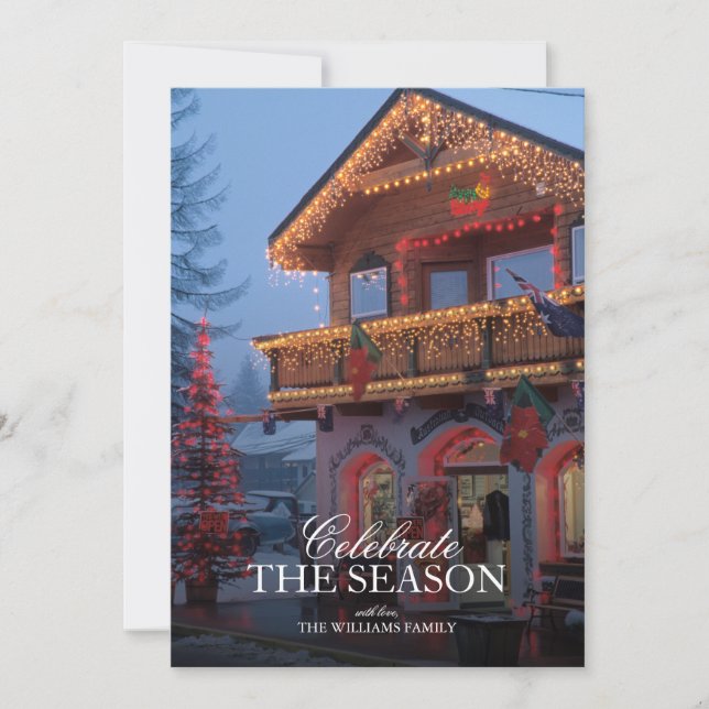 Invitation Décorated de Small Town Store à Christmas Lights (Devant)