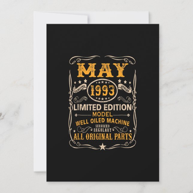 Invitation Décoration de 30 ans 30 ans mai 1993 (Devant)