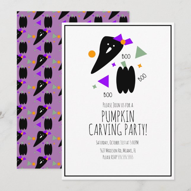 Invitation Décoration de citrouille d'Halloween Confetti fant (Devant / Derrière)