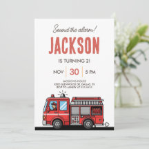Décoration de fête de camion de pompiers rouge | A