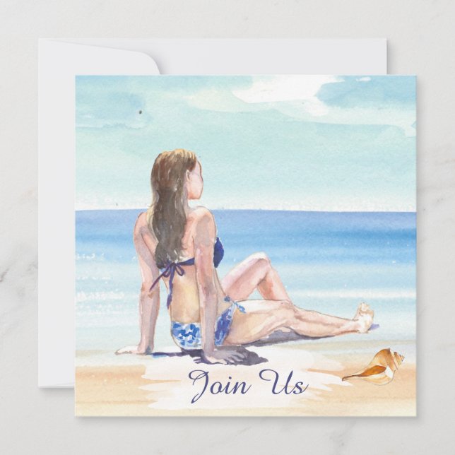 Invitation *~* Décoration de fête tropicale DIY AR29 Plage TO (Devant)