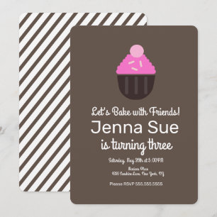 Invitation Décoration de gâteau de cupcakes minimaliste pour