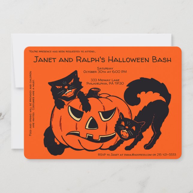 Invitation Décoration de Halloween Rétro Personnalisable (Devant)