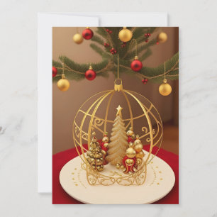 Invitation Décoration de Noël élégante en or