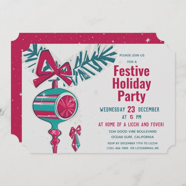 Invitation Décoration de Noël en milieu de siècle moderne (Devant / Derrière)