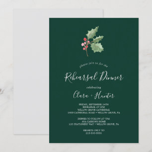 Invitation Décoration de Noël et dîner de répétition vert aux