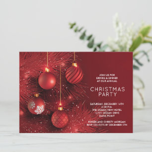 Invitation Décoration de Noël Rouge Fête