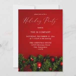 Invitation Décoration de Noël Rouge & Guirlande de Fête