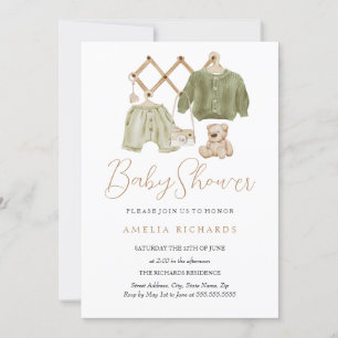 Invitation Décoration de nurserie bohème verte pour bébé