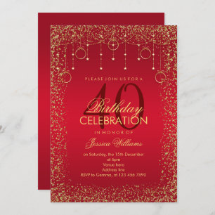 Invitation Décoration de Parties scintillant Ruby Red & Gold