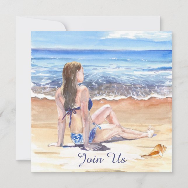 Invitation *~* Décoration de plage tropicale DIY AR29 pour TO (Devant)