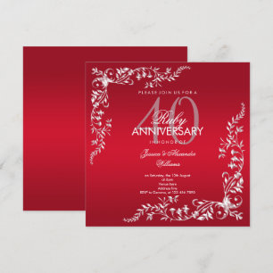 Invitation Décoration de rubis 40e anniversaire de Mariage