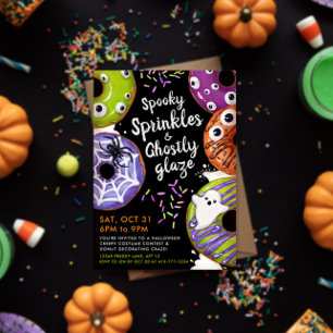 Invitation Décoration Donut Halloween Party personnalisable