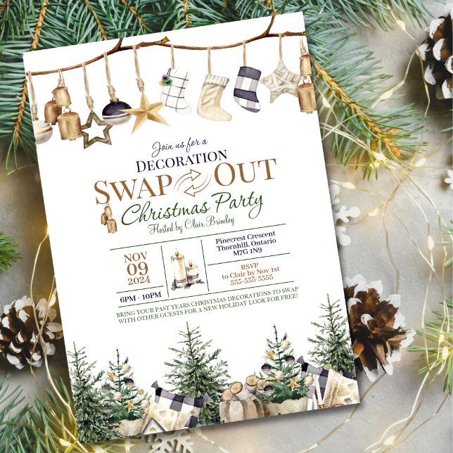 Invitation Décoration Échangez l'invitation de fête de Noël (Host a Decoration Swap Out party for cost-savings and a new holiday look for the season)