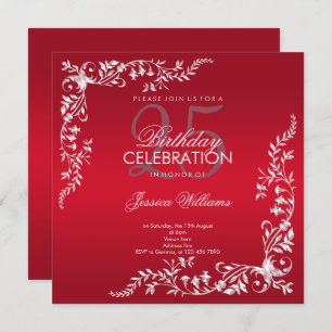 Invitation Décoration rouge rubis 25e anniversaire